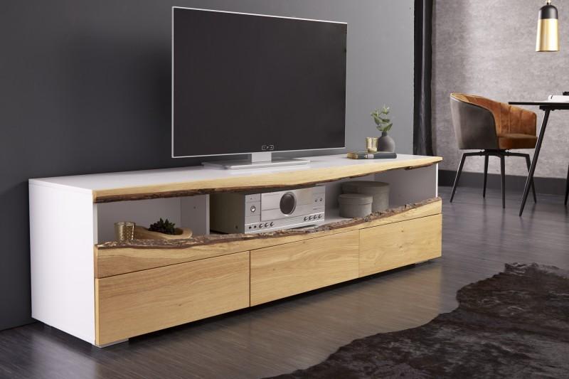 Moderný TV stolík DIVOKÝ DUB 180 cm, matná biela