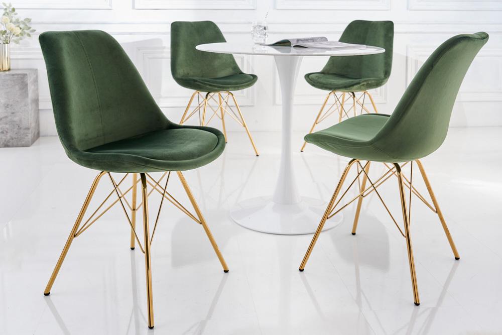Dizajnová stolička SCANDINAVIA MEISTERSTÜCK zelená, zamat