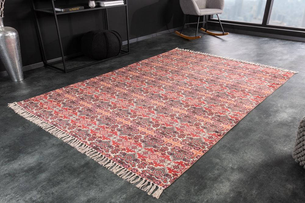 Ručne tkaný koberec TRIBE 230x160 cm, červený farebný, retro vzor