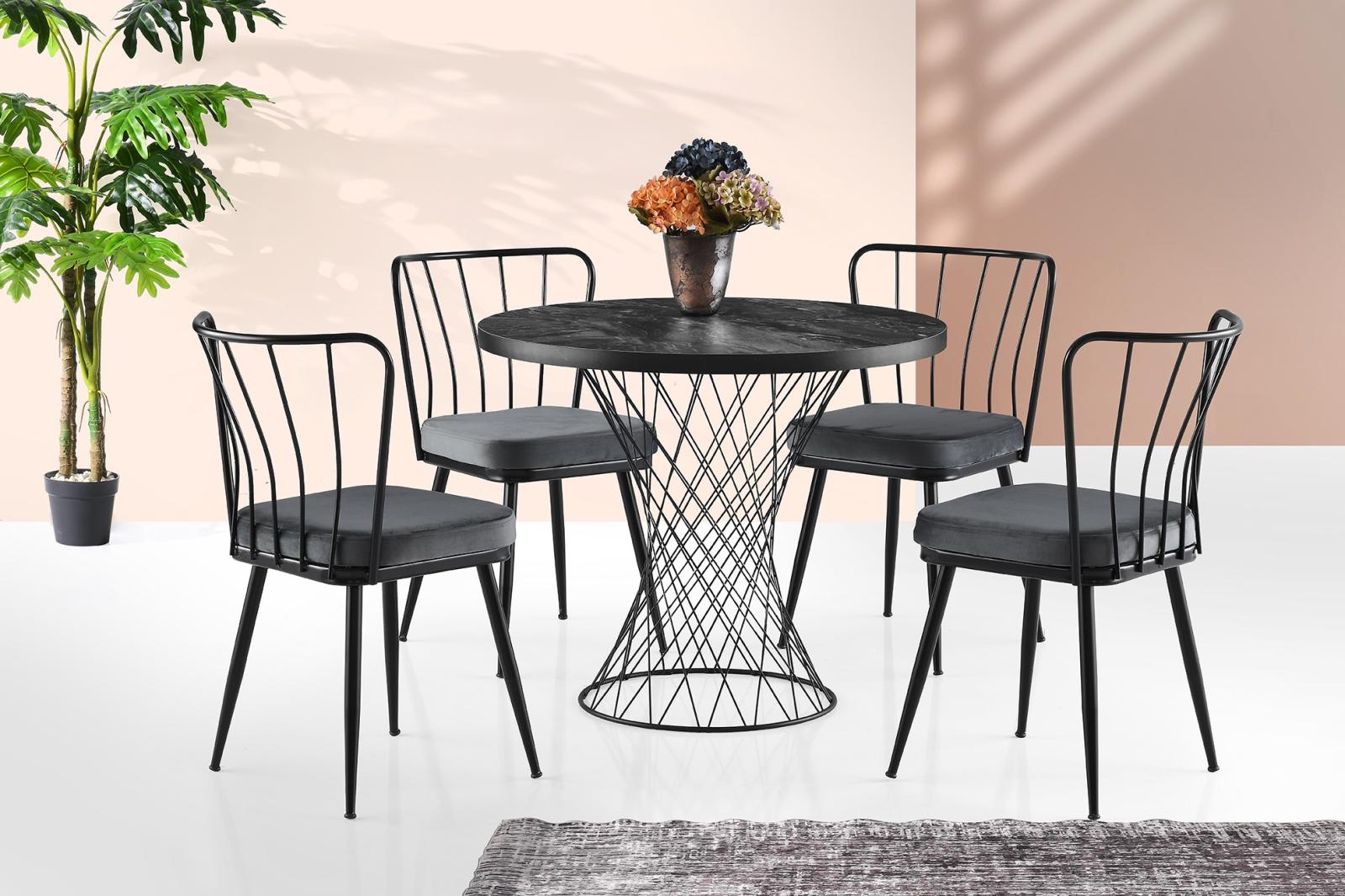 Dizajnový okrúhly jedálenský stôl POTA 90 cm, čierny