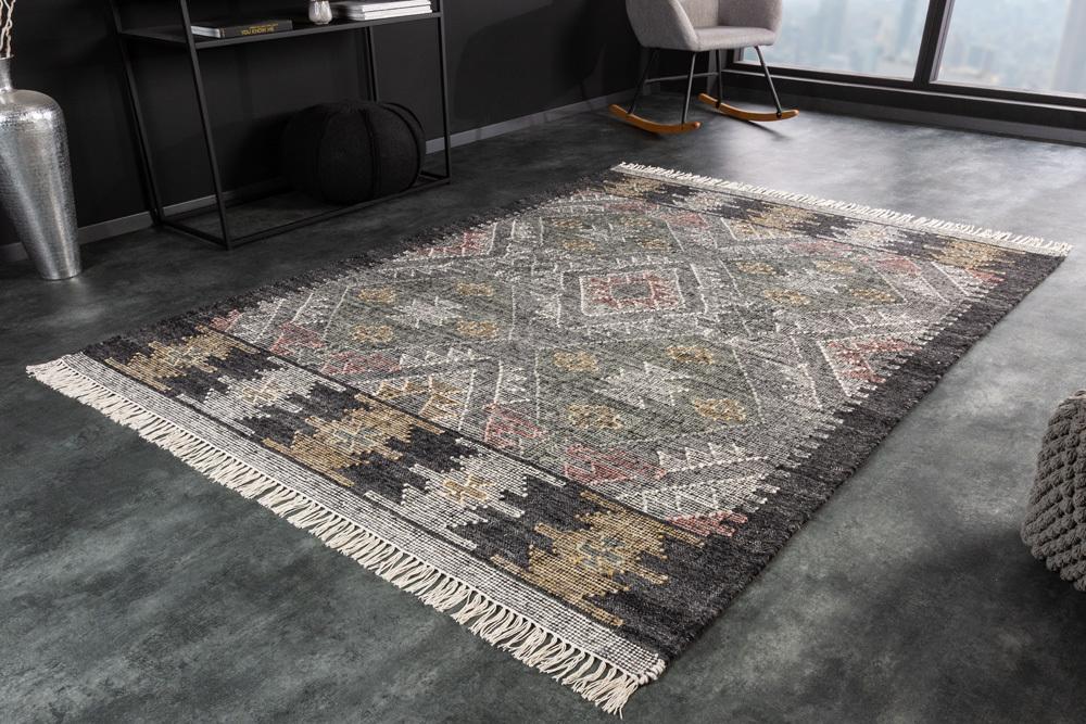 Ručne tkaný koberec ETHNO 230x160 cm, šedý farebný, bavlna