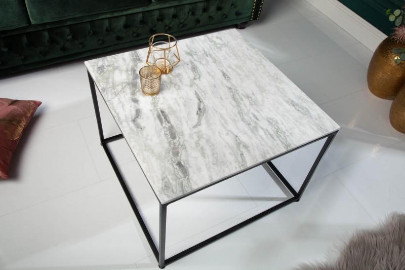 Dizajnový konferenčný stolík ELEMENTS 50 cm mramorovo biely