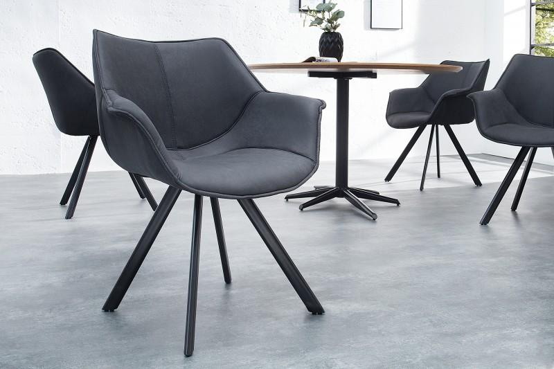 Dizajnová stolička THE DUTCH RETRO šedá s podrúčkami