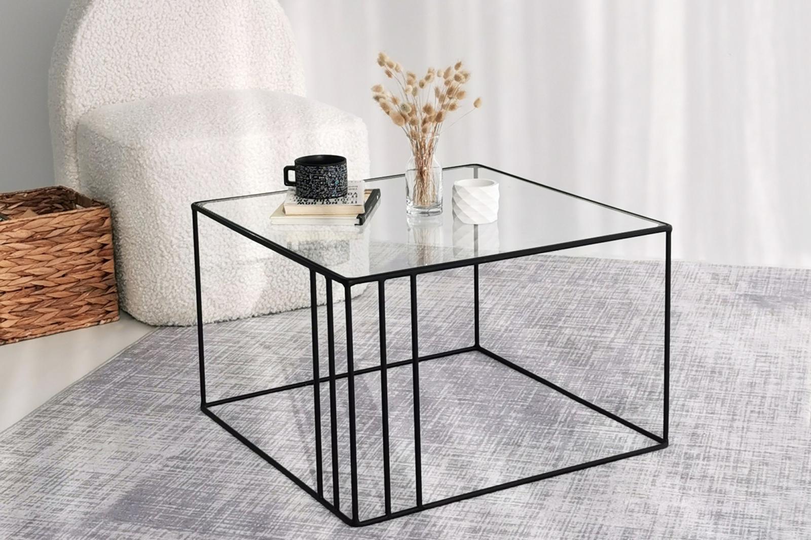 Elegantný konferenčný stolík OUTLINE 55 cm, kov, čierny