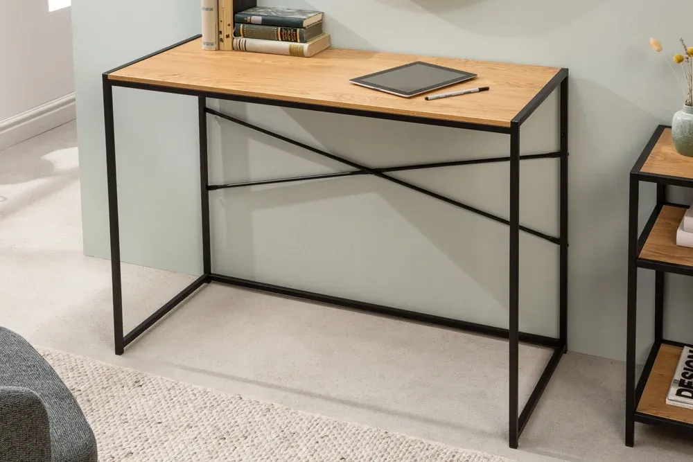 Dizajnový pracovný stôl SLIM LINE 100 cm, divoký dub, čierny