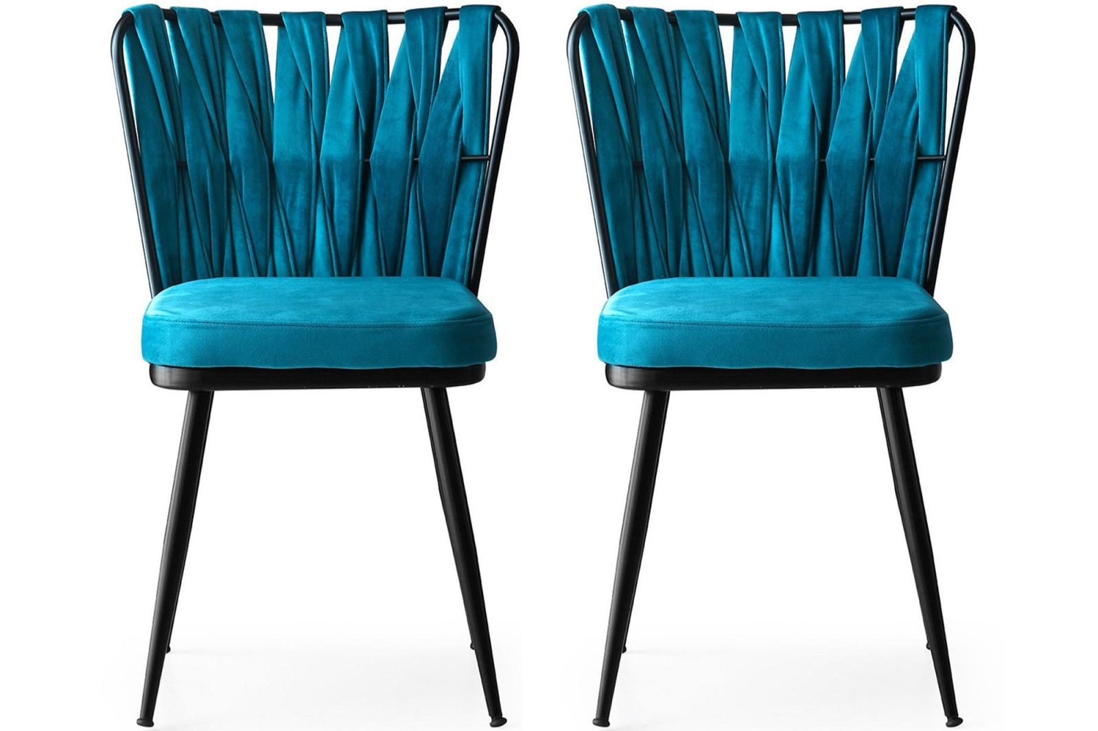 Dizajnová stolička KUSAKLI, aqua modrá, zamat