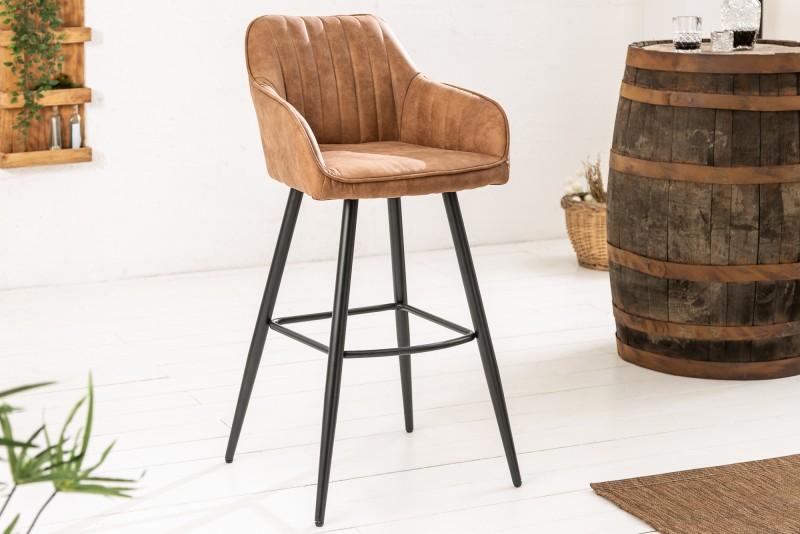 Barová stolička TURIN vintage hnedá s dekoratívnou prešívkou