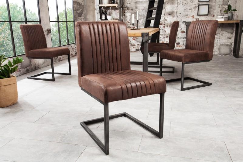 Elegantná konzolová stolička BIG ASTON vintage hnedá, kovový rám