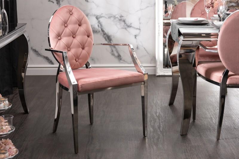 Elegantná stolička MODERN BAROQUE zamat, ružová