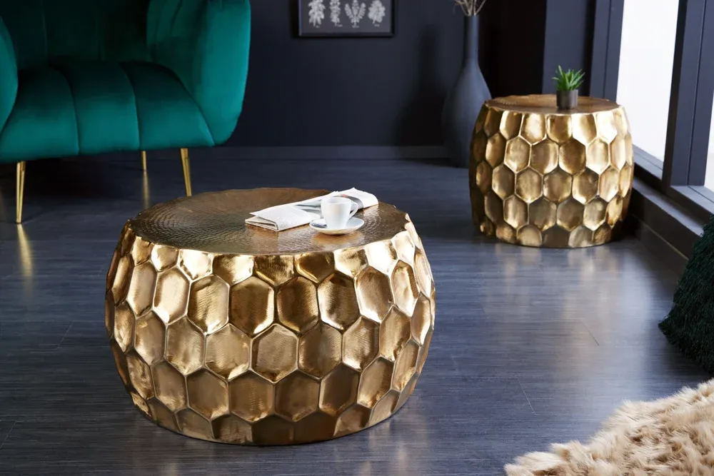 Dizajnový konferenčný stolík ORGANIC ORIENT 70 cm zlatý
