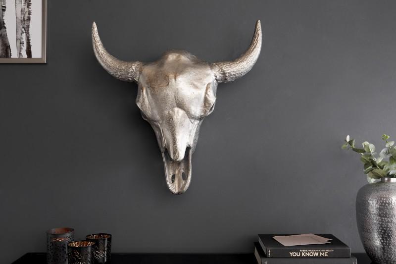 Elegantná býčia hlava MATADOR 56 cm strieborná s ozdobnou mozaikou
