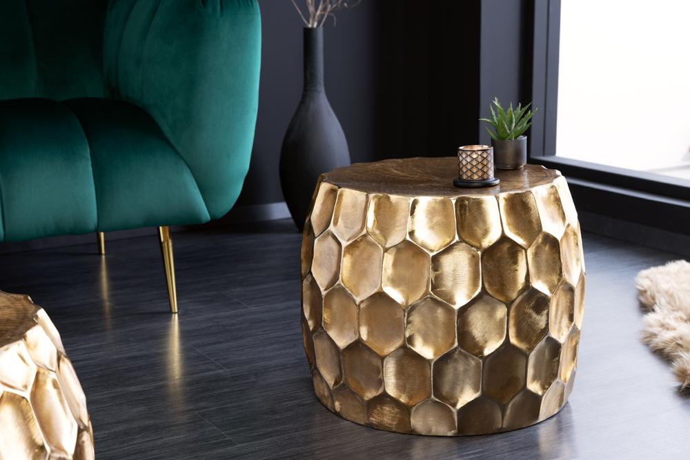 Dizajnový konferenčný stolík ORGANIC ORIENT 55 cm zlatý