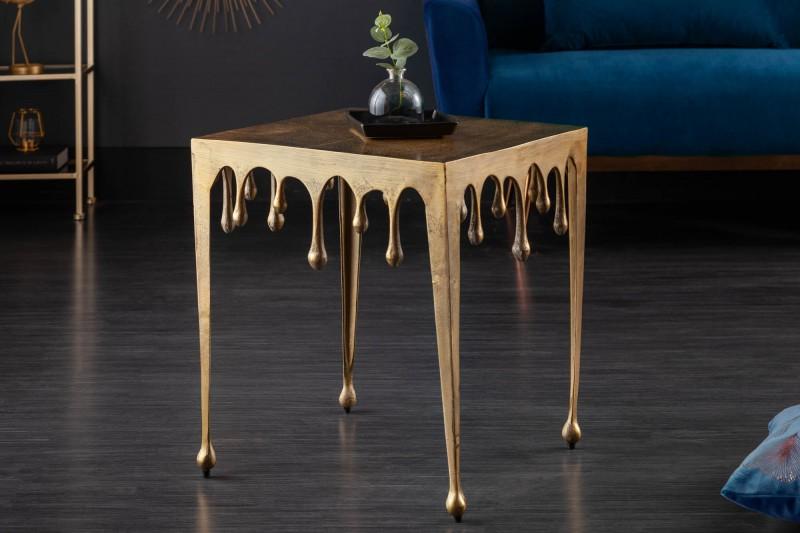 Extravagantný príručný stolík LIQUID LINE L 50 cm zlatý