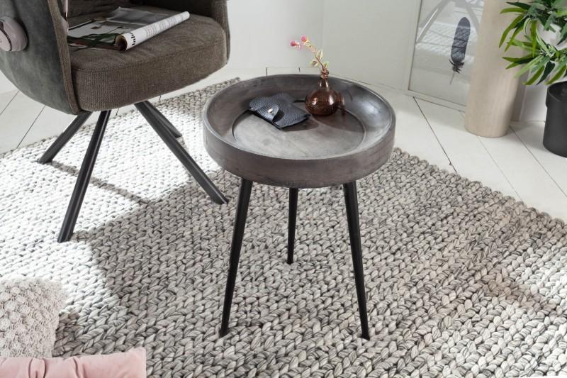 Elegantný stolík PURE NATURE 35 cm akátový šedý s čiernymi nohami