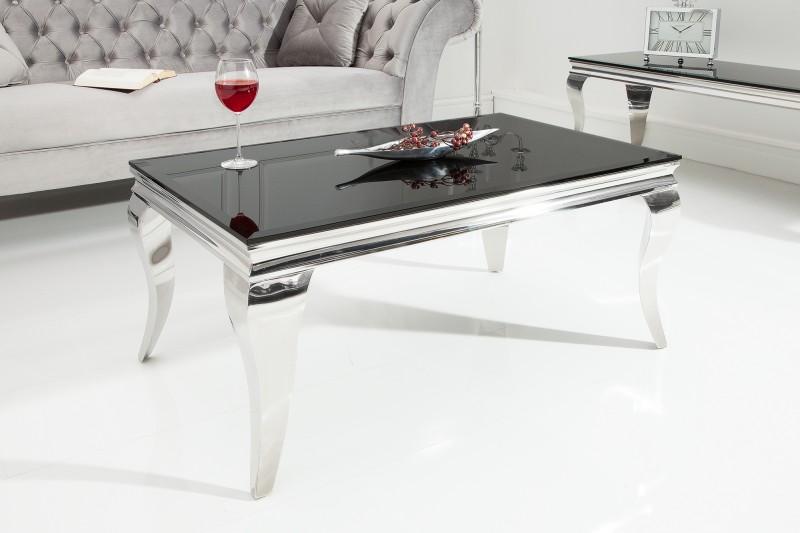 Elegantný konferenčný stolík MODERN BAROQUE 100 cm čierny, opálové sklo