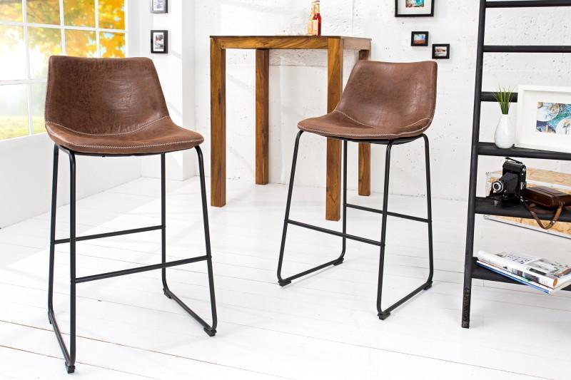 Dizajnová barová stolička DJANGO vintage hnedá s kovovým rámom