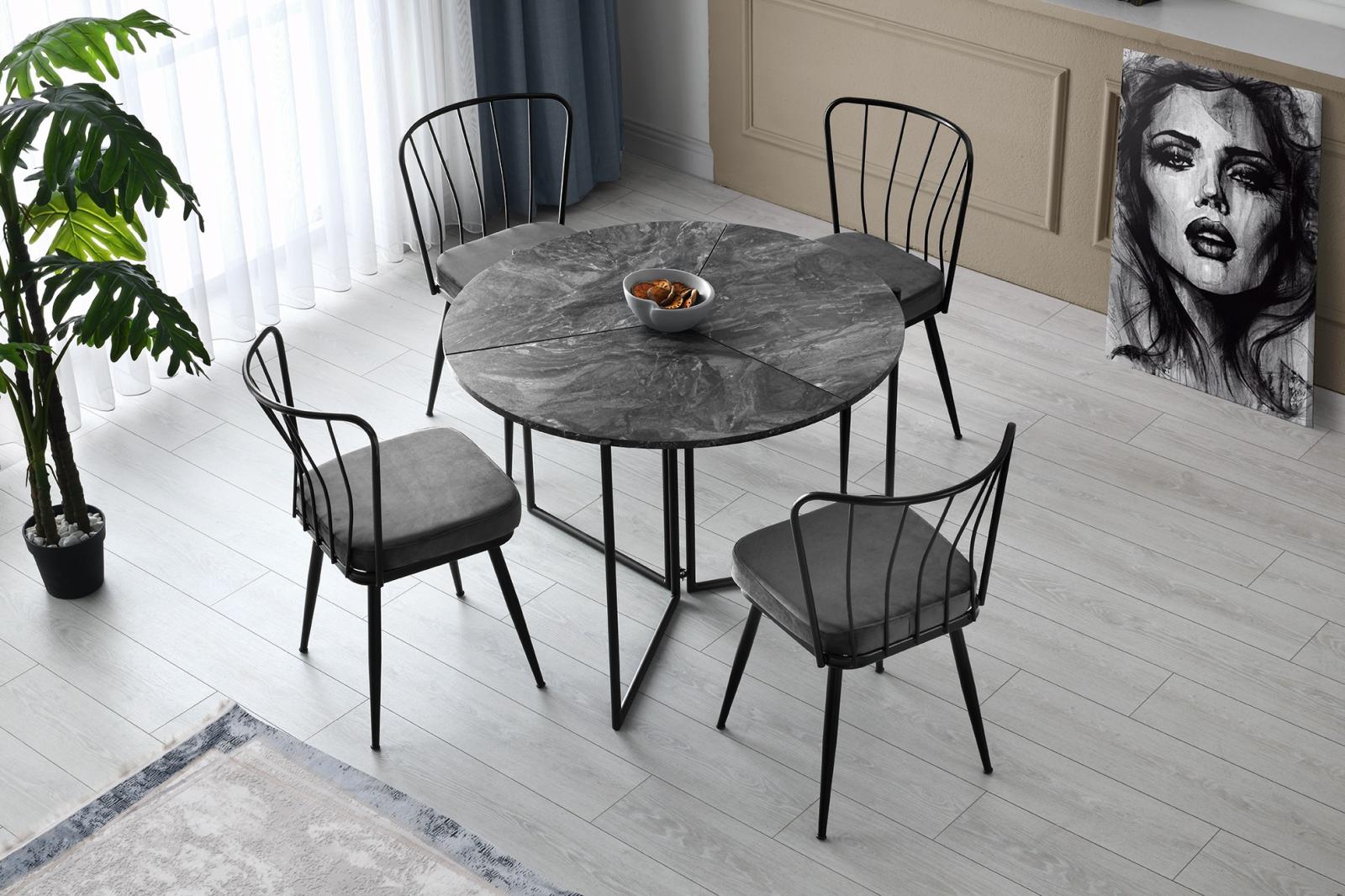 Okrúhly jedálenský stôl YAPRAK skladací, 100 cm, MDF, šedý