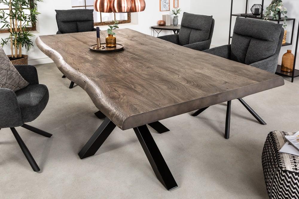 Masívny jedálenský stôl MAMMUT 200 cm, šedý, akácia