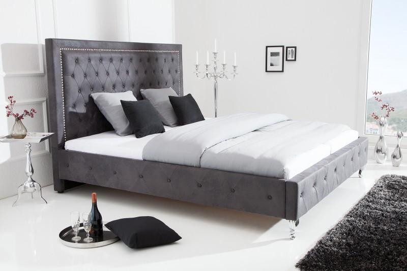 Manželská posteľ Chesterfield EXTRAVAGANCIA 180x200 cm starožitná šedá