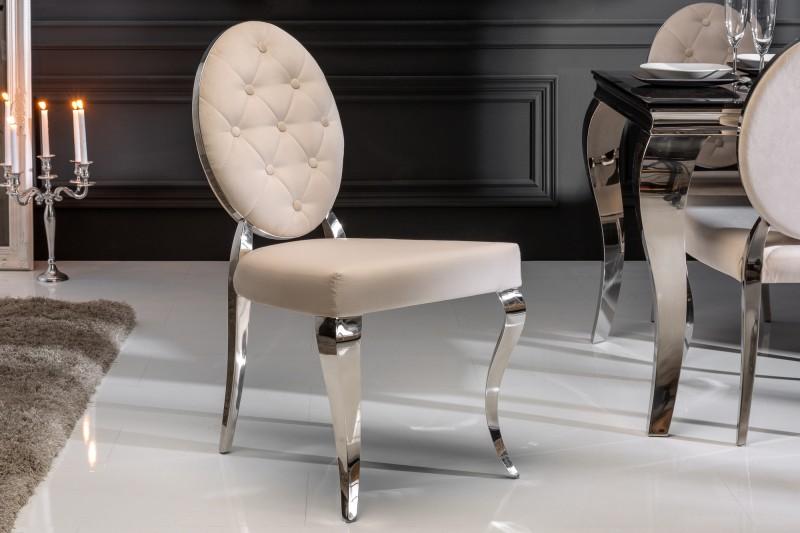 Elegantná stolička MODERN BAROQUE zamat, béžová