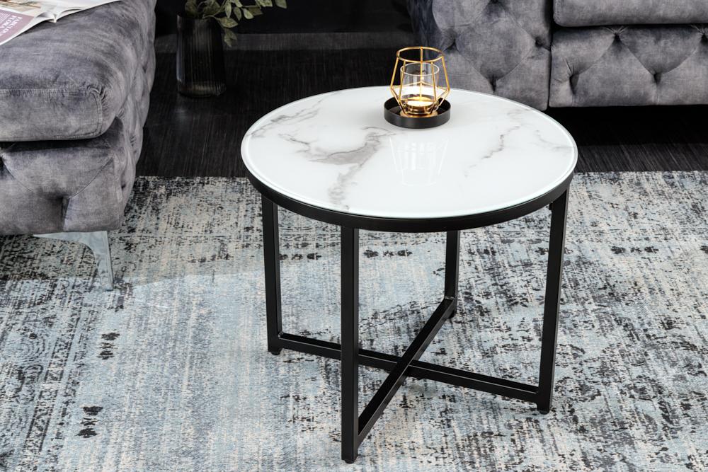 Elegantný príručný stolík ELEGANCE 50 cm, mramorový dekor