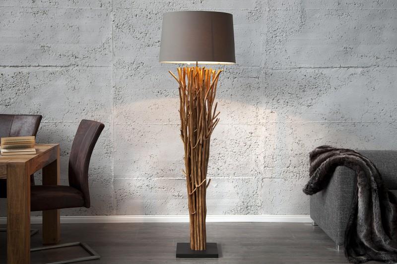 Dizajnová stojaca lampa EUPHORIA 180 cm sivá z driftového dreva