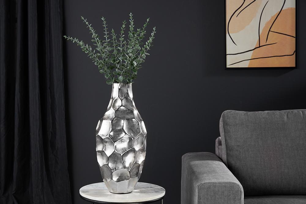 Dizajnová váza ORGANIC ORIENT 45 cm, strieborná