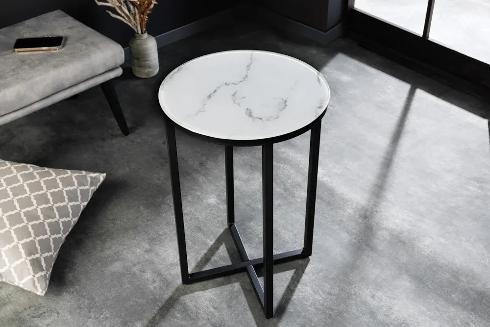 Elegantný príručný stolík ELEGANCE 40 cm, mramorový dekor