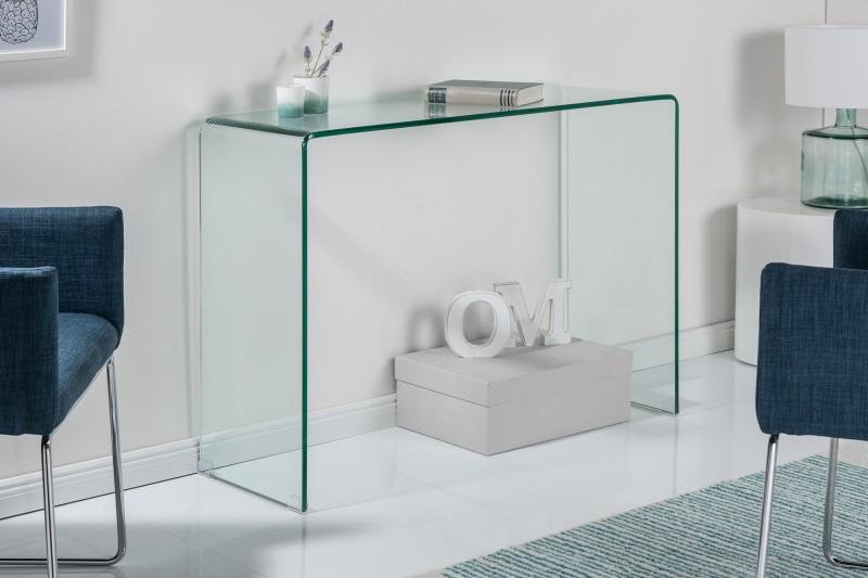 Extravagantný sklenený konzolový stôl FANTOME 100 cm transparentný
