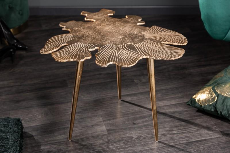 Filigránový konferenčný stolík LEAF 57 cm zlatý