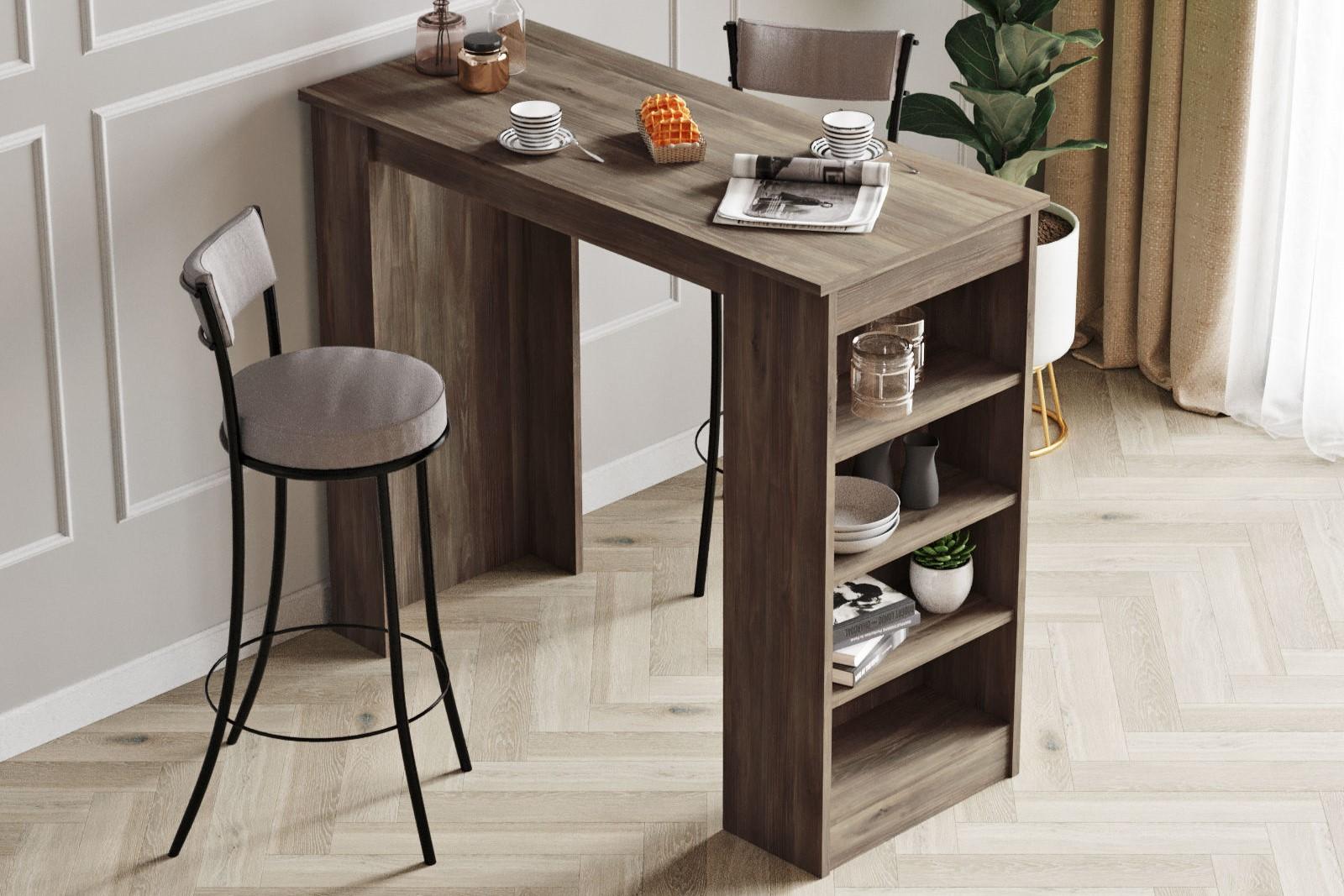 Dizajnový barový stôl STAW 120 cm, MDF, hnedý