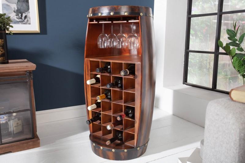 Elegantný stojan na víno BODEGA 97 cm tmavohnedý vínny sud Shabby Chic
