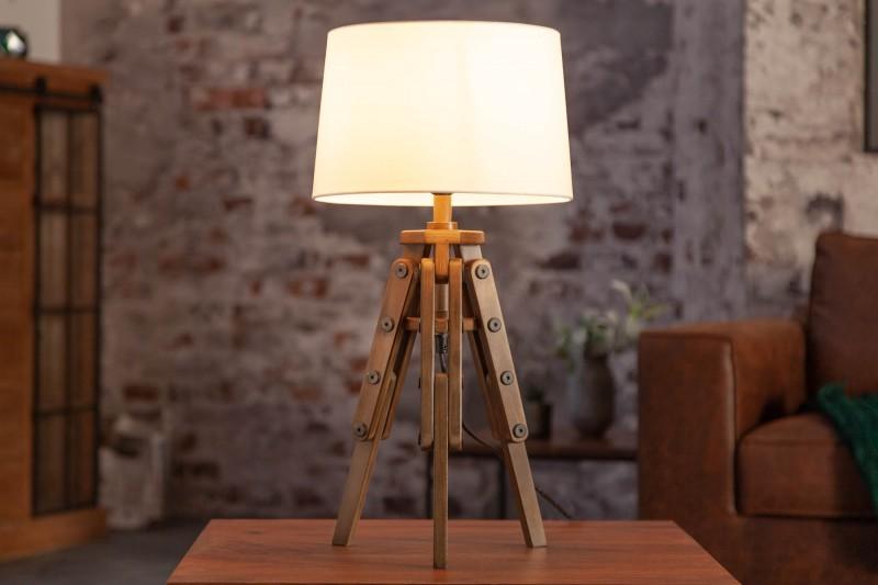 Priemyselná stolová lampa TRIPOD 59 cm retro z borovicového dreva