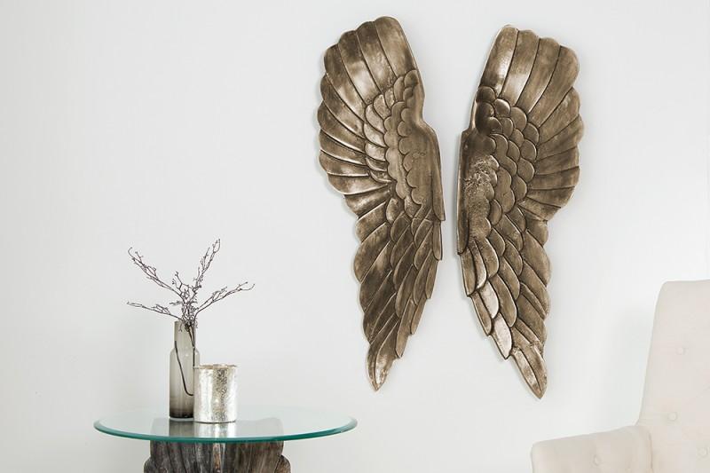 Nástenná dekorácia Fallen Angel 65 cm starožitná strieborno brondzová
