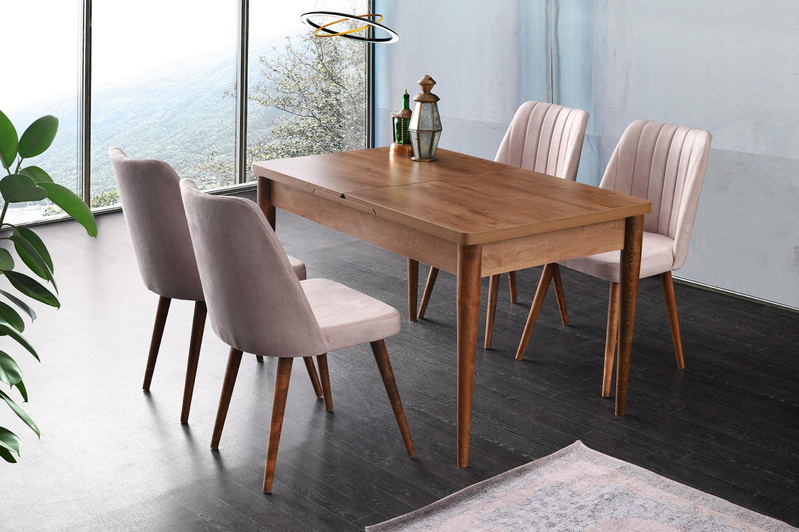 Dizajnový jedálenský stôl AHSAP KELEBEK 130 - 165 cm, orech, prírodný