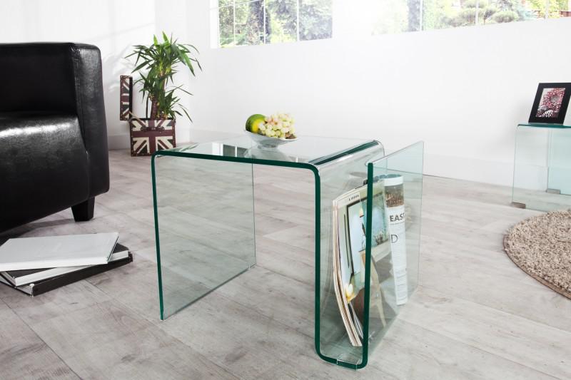 Extravagantný sklenený konferenčný stolík FANTOME 50 cm transparentný