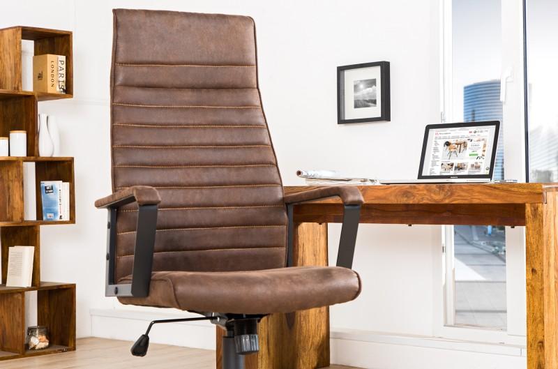 Výškovo nastaviteľná kancelárska stolička LAZIO vintage hnedá