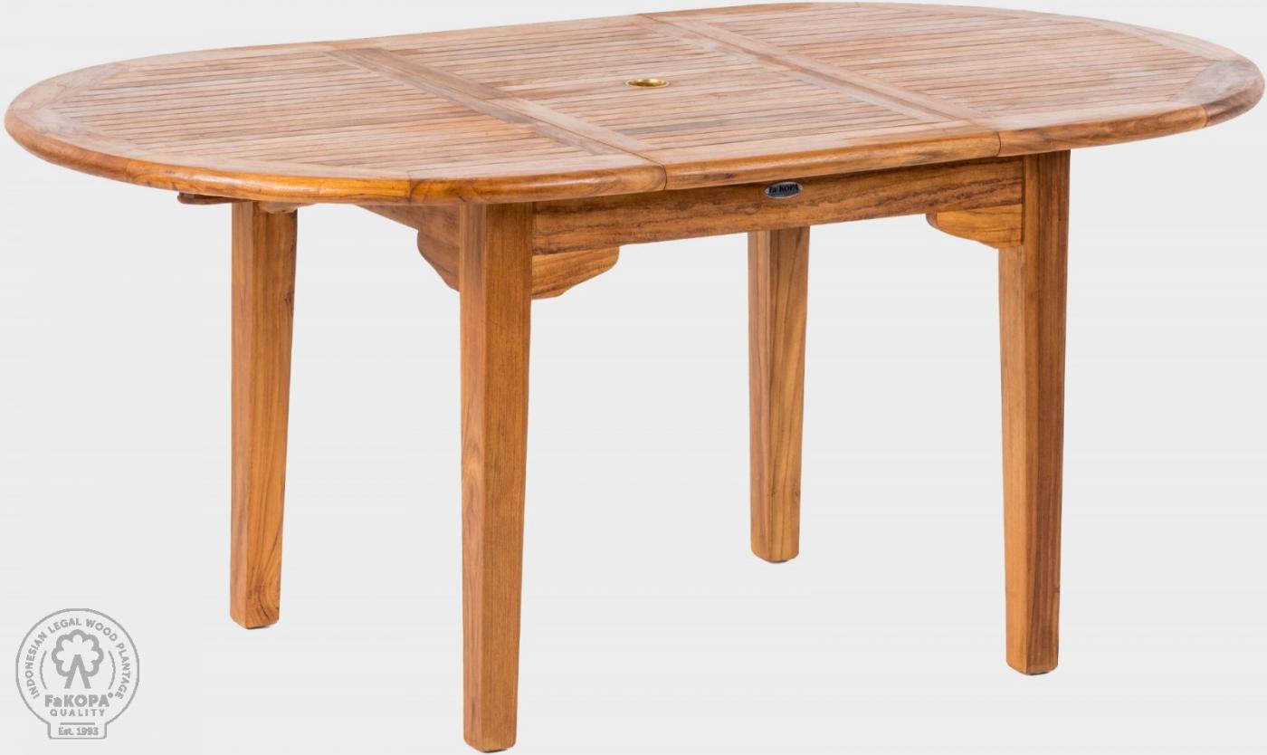 Teakový stôl oválny ELEGÁN 130 - 180 cm x 100 cm rozkladací, prírodný