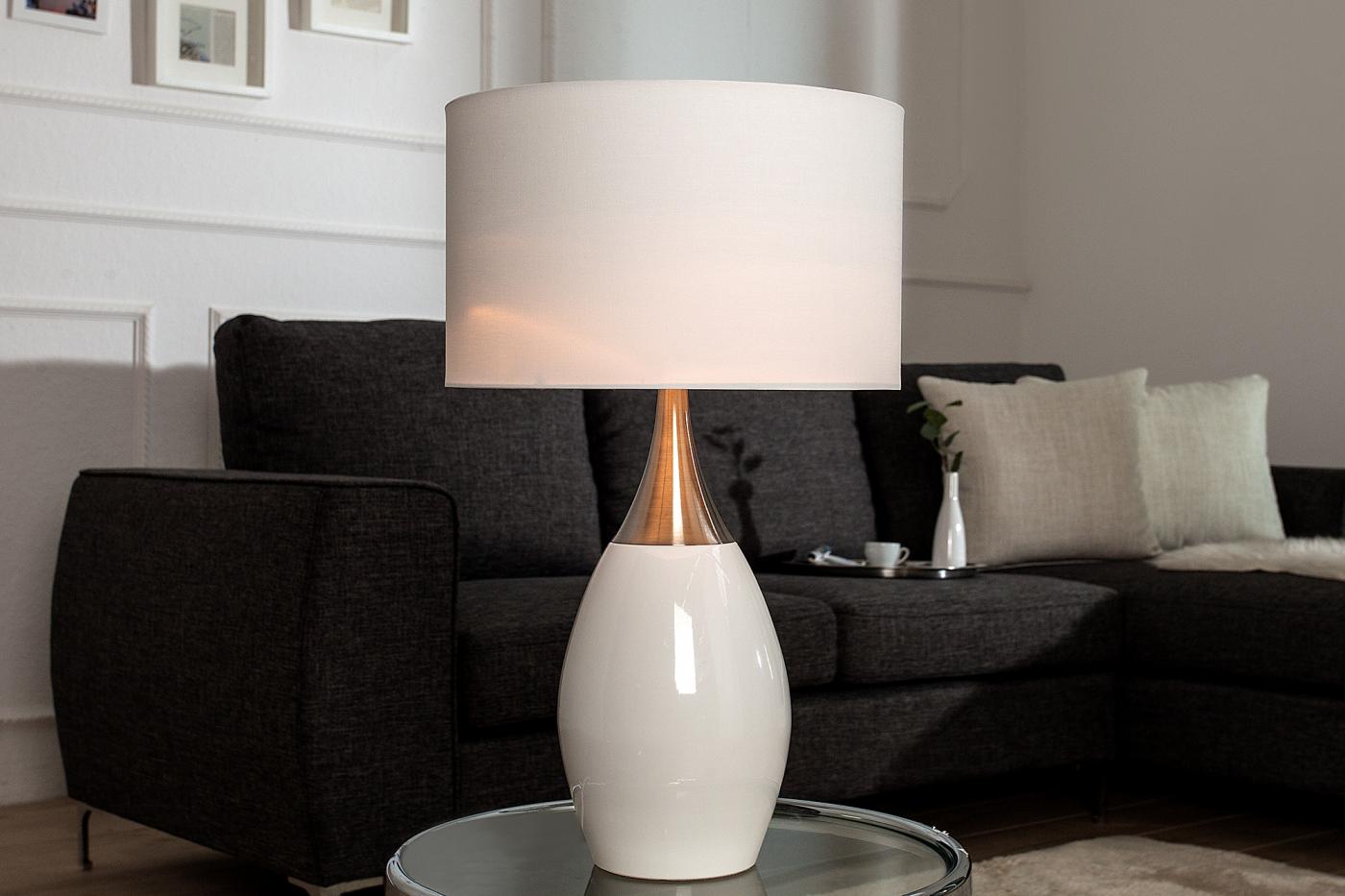 Moderná stolová lampa CARLA 60 cm bielo strieborná