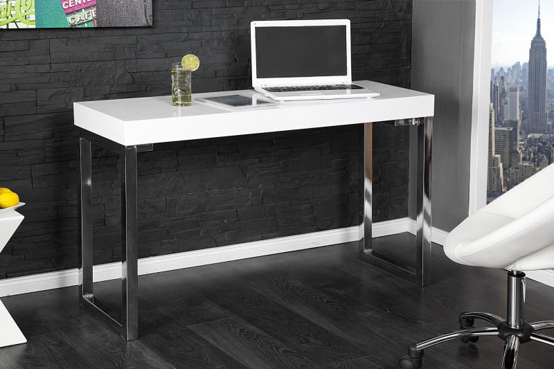 Moderný písací stôl WHITE DESK 120x40 cm vysoký lesk, biely