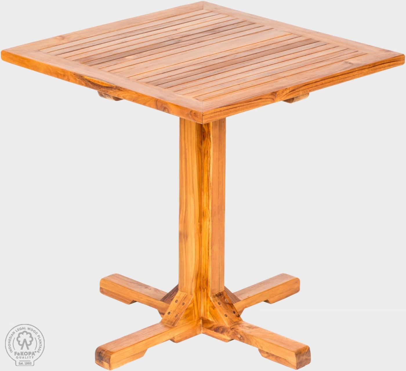 Teakový stôl DANTE 75 x 75 cm krížová noha, prírodný