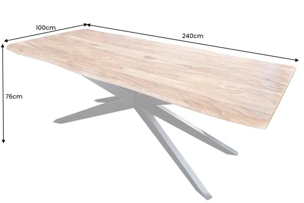 Masívny jedálenský stôl SPIDER 240 cm, sheesham, hnedý
