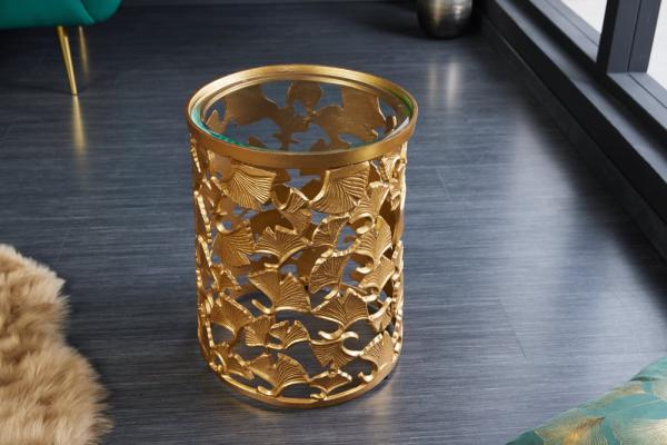 Ozdobný konferenčný stolík GINKGO 35 cm, zlatý