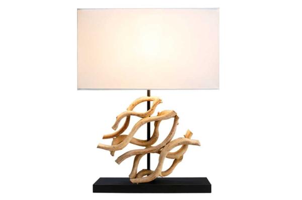 Dizajnová masívna stolná lampa WAVE 60 cm, prírodná, biela