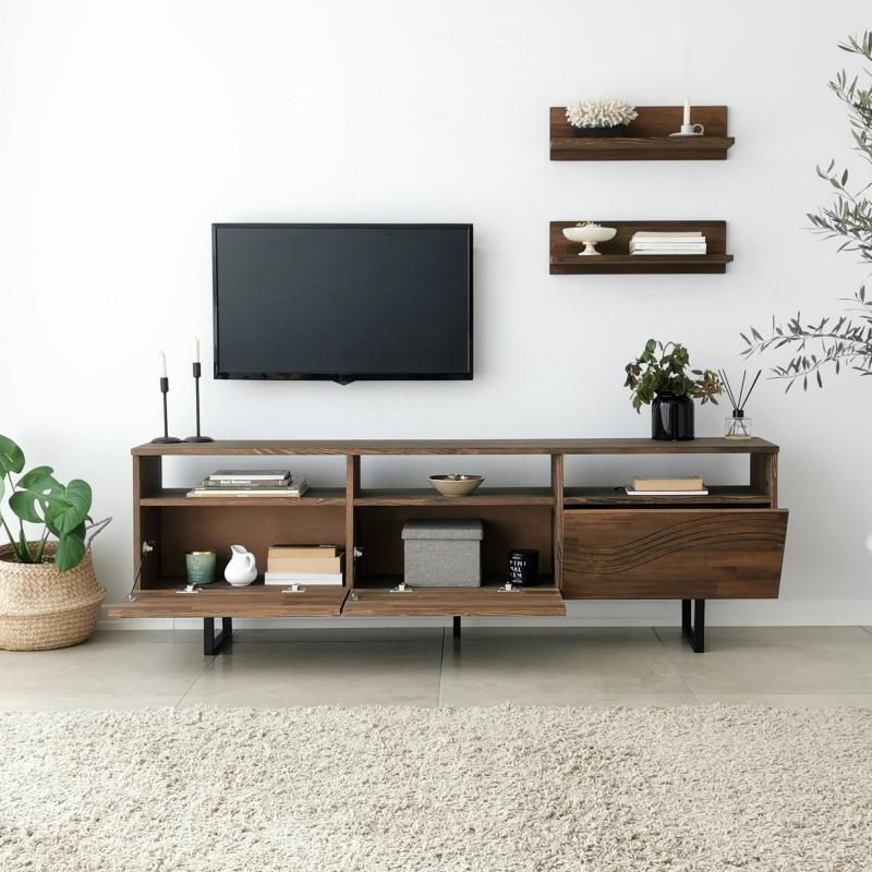 Masivný TV stolík ONDA 170 cm, borovica, hnedý