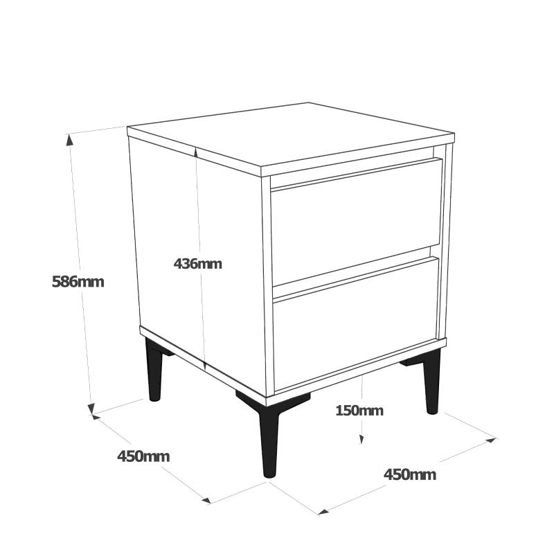 Dizajnový nočný stolík ARCA 59 cm, MDF, svetlohnedý