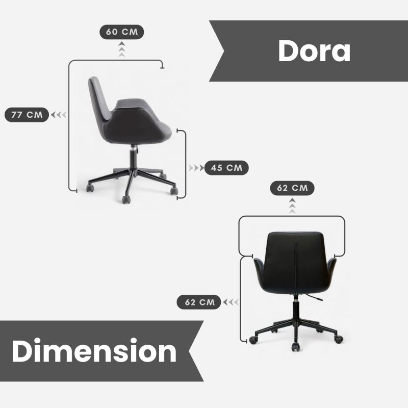 Elegantná pracovná stolička DORA, výškovo nastaviteľná, čierna, antracit