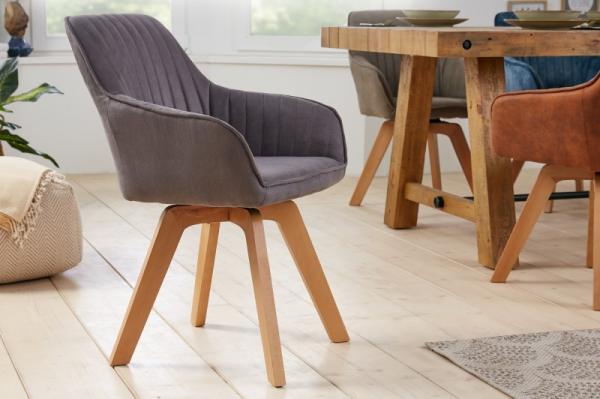 Otočná dizajnová stolička LIVORNO, šedá, mikrovlákno