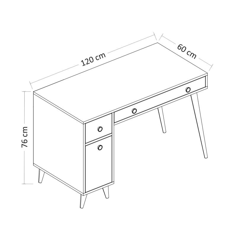Dizajnový pracovný stôl STUDY 120 cm, MDF, biely