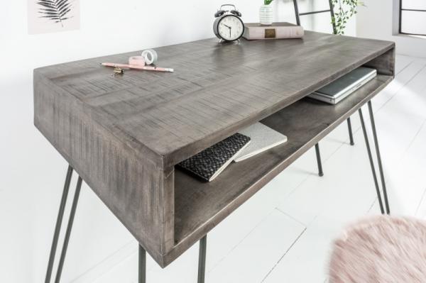 Masívny písací stôl SCORPION 100 cm mango, šedý